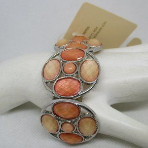 Cato Oval Round Pearch Orange Faceted Cabochon Bracelet Faceted Plastic Cabochon